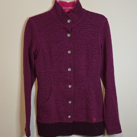 Mountain Hardwear Maroon Button-Up Cardigan.  Size Small. - Picture 1 of 9
